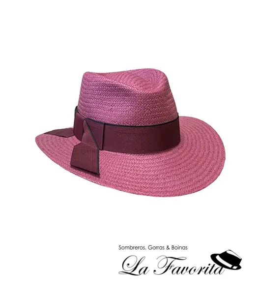 Sombrero mujer verano ala ancha lazo 26 BB22691 burdeos - La Favorita