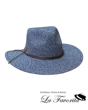 Sombrero mujer verano fedora cinta cuero AS743 azul - Aranda Sombreros