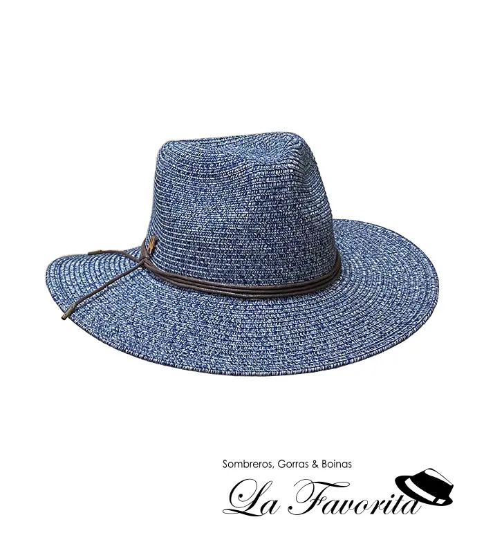 Sombrero mujer verano fedora cinta cuero AS743 azul - Aranda Sombreros