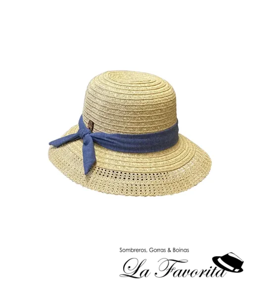 Sombrero niña verano lazo azul AS524 beig - Aranda