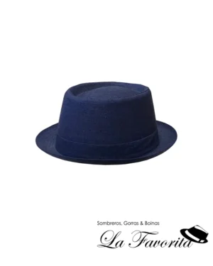 Sombrero verano Pork Pie lino 101417-0005 azul oscuro - Hat Club