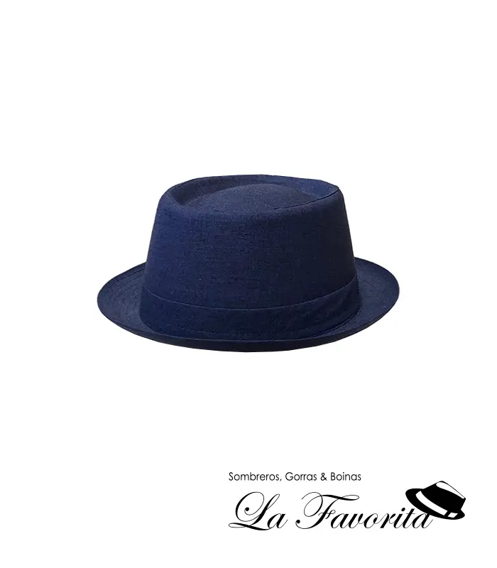 Sombrero verano Pork Pie lino 101417-0005 azul oscuro - Hat Club