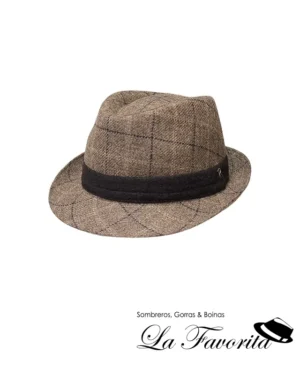 Sombrero trilby cuadros lana Cappello Rock 845-2 tostado - Panizza