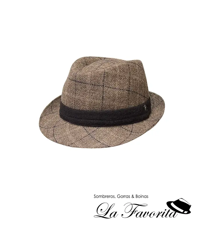 Sombrero trilby cuadros lana Cappello Rock 845-2 tostado - Panizza