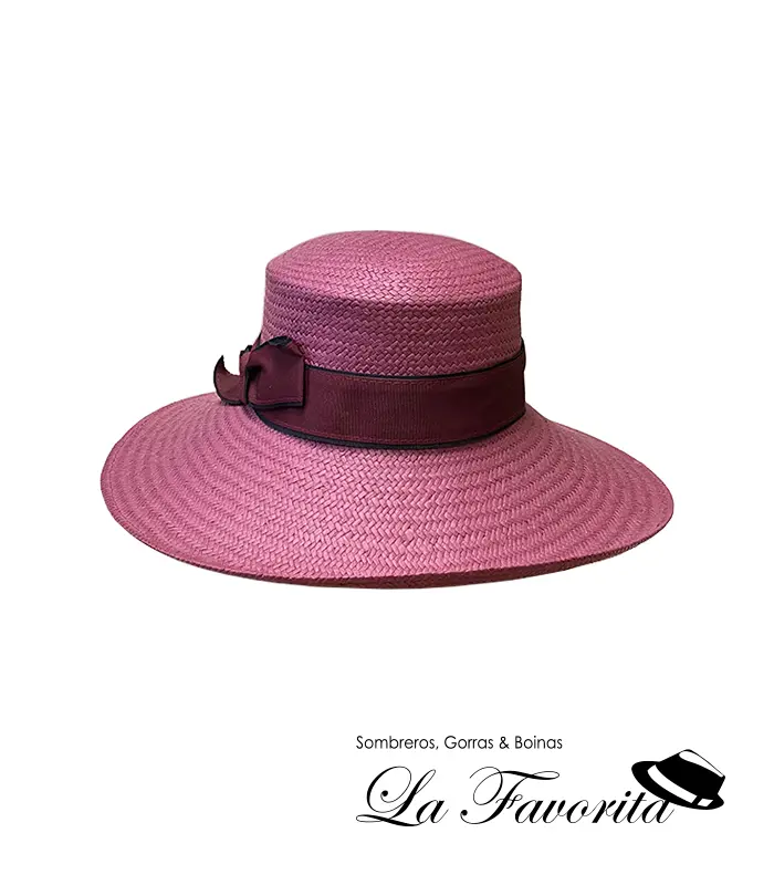Sombrero verano mujer ala ancha copa cordobes 22716 burdeos - La Favorita