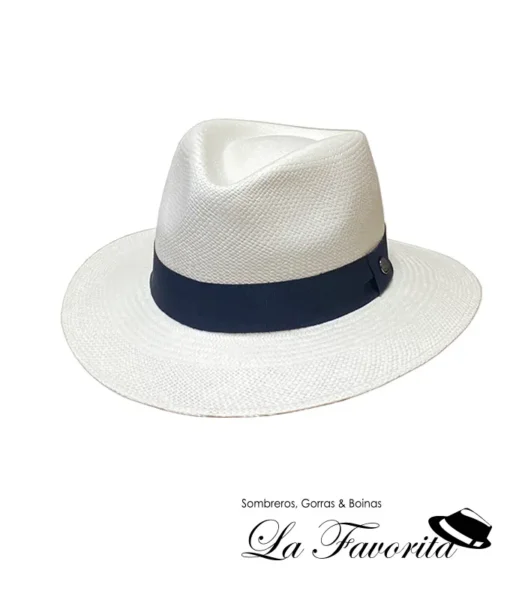 Sombrero verano Panamá Fashion Rips blanco con cinta azul - Vintimilla