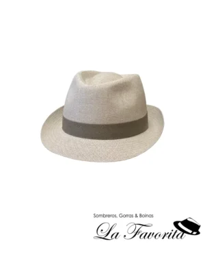 Sombrero verano trilby lino ala corta 26 beig cinta marrón claro - Verra