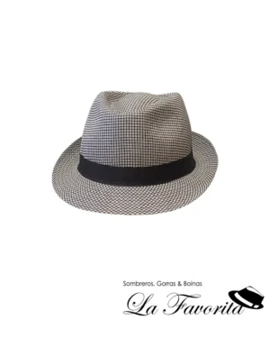 Sombrero verano trilby lino cuadrito marrón - Verra