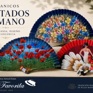 Abanicos pintados a mano con diseños florales y figurativos de La Favorita
