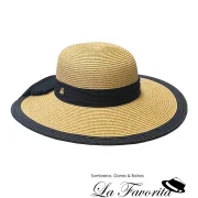 Sombrero mujer veraano pamela borde bicolor lazo AS520 beig - Aranda Sombreros