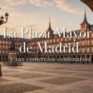 Vista de la Plaza Mayor de Madrid con sus soportales históricos, en una imagen representativa de sus comercios centenarios