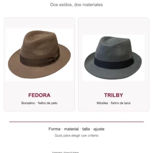 Fedora Borsalino camel y Trilby Miralles gris de La Favorita
