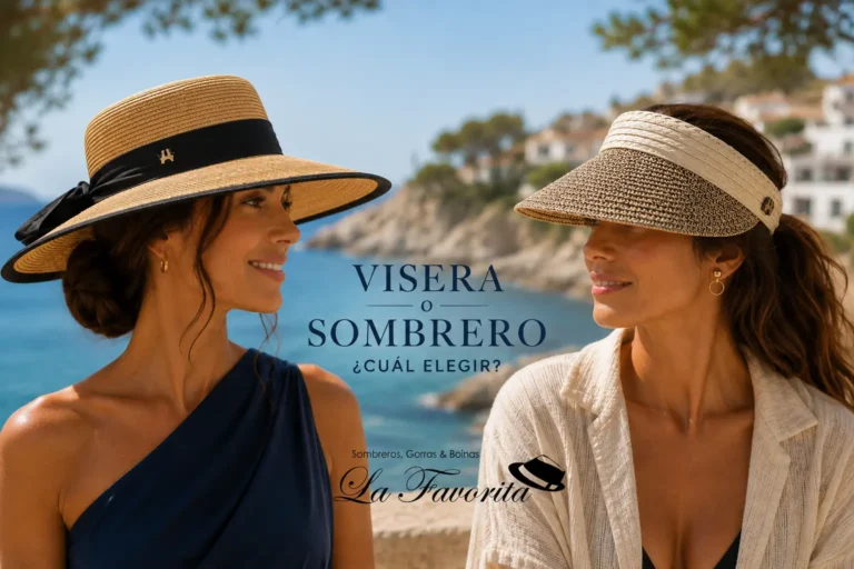 Mujer con sombrero y mujer con visera frente al mar para comparar cuál elegir